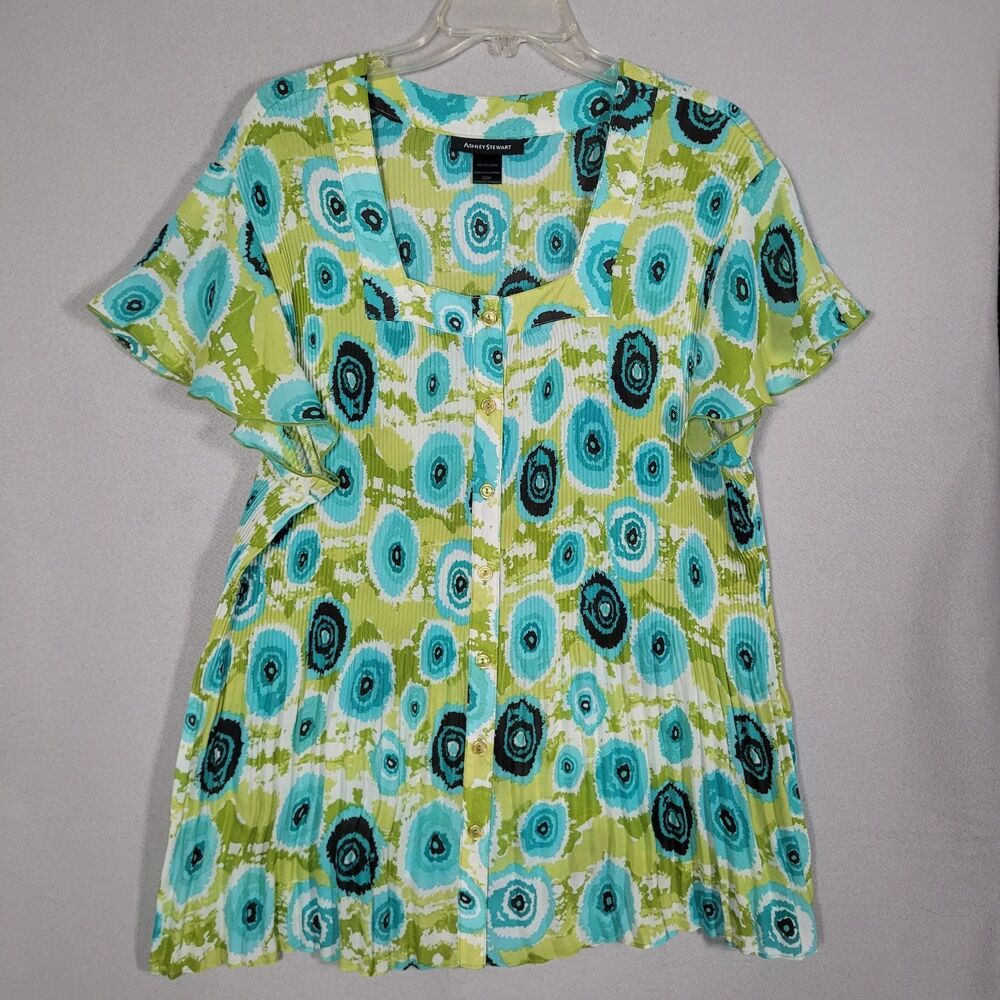 Ashley Stewart Tunic Blouse Womens 22W  Multicolor Boho Peasant  Top